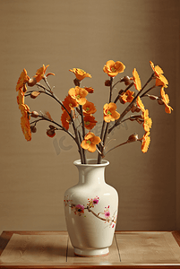 复古花瓶里插着美丽的花朵摄影照片5