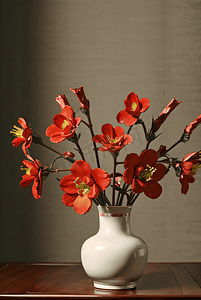 中国风陶瓷花瓶插着花朵摄影图7