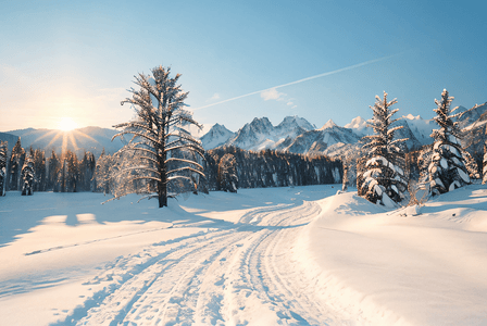 阳光照射下的高山雪景图8高清图片