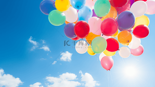 蓝天白云下的彩色气球3