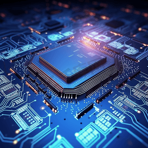 芯片组摄影照片_Ai芯片组在电路板上的未来概念适用于未来的技术艺术品响应网络横幅