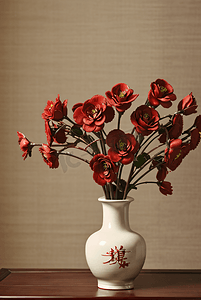 插在复古陶瓷花瓶里的花朵摄影图10