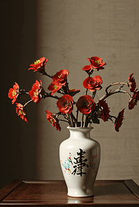 复古花瓶里插着美丽的花朵摄影照片4