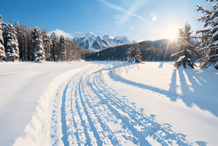 冬日暖阳下的高山雪景图9照片