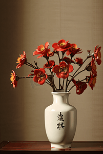 陶瓷花瓶里插着美丽的鲜花摄影图7