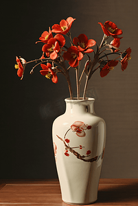 插在复古陶瓷花瓶里的花朵摄影配图10