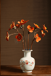 复古花瓶里插着美丽的花朵摄影图片5