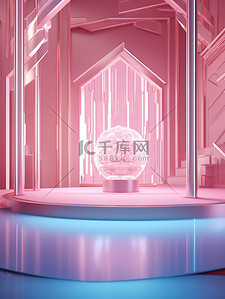 浅粉色水晶室内场景背景素材