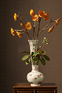 陶瓷花瓶里插着美丽的鲜花摄影图片6