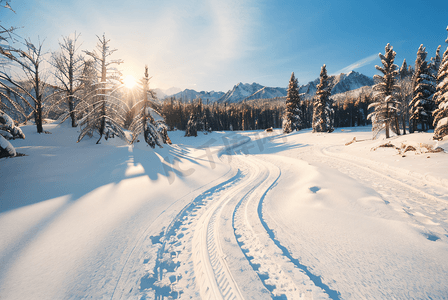高山雪景摄影照片_冬日阳光下的高山雪景图1摄影照片