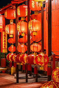 春节街道上挂的红灯笼摄影图片3