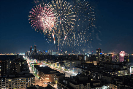 新年城市放烟花摄影图2