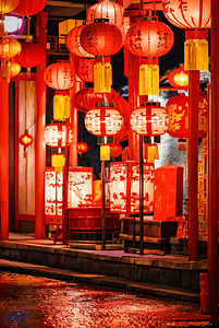 春节街道上挂的红灯笼摄影图8