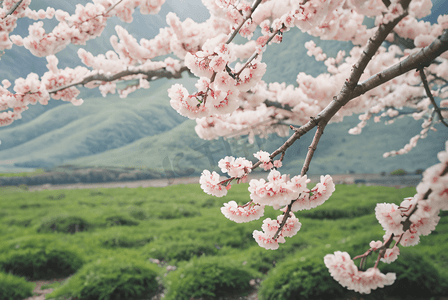 春季桃树上盛开的桃花图片