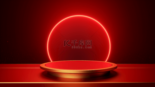 中国红简约圆环装饰背景28