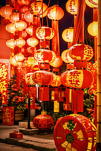春节街道上挂的红灯笼摄影图9