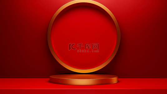 中国红简约圆环装饰背景7