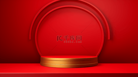 中国红简约圆环装饰背景12