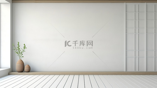 日式夏季文本框背景图片_木地板白墙日式空间图片