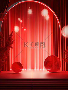 设计舞台背景背景图片_红色新年简约电商背景