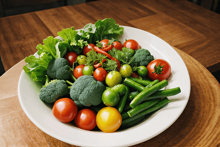 碗盘里的新鲜蔬菜图1高清图片