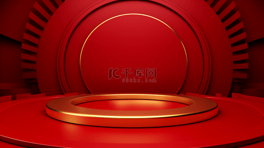 中国红简约圆环装饰背景20