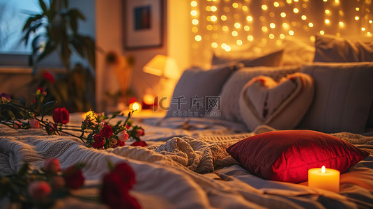浪漫情人节素材背景图片_情人节装饰的浪漫卧室素材