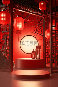 红色中国风除夕夜背景图片_春节电商喜庆中国风背景11