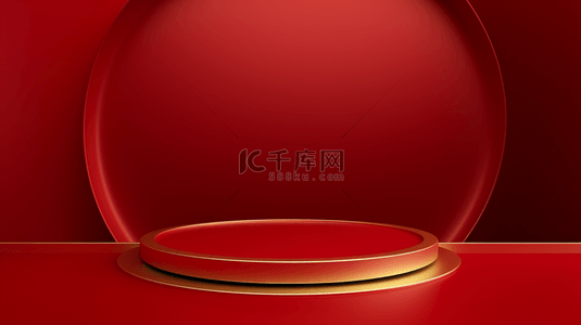 红年货背景图片_中国红简约圆环装饰背景17