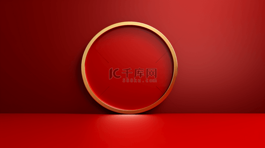 红年货背景图片_中国红简约圆环装饰背景2