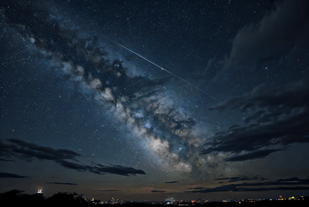 夜晚浩瀚的蓝色星空摄影图片3
