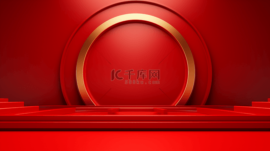 中国红简约圆环装饰背景19