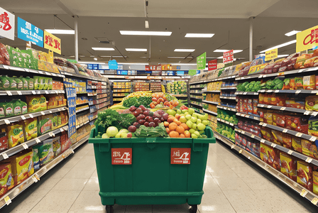 超市货架上的新鲜蔬菜水果摄影图8