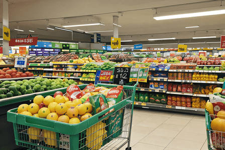 超市货架上的新鲜蔬菜水果摄影图3