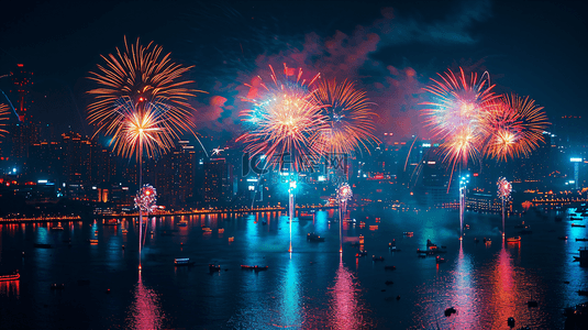 新年跨年背景图片_夜空中美丽绚烂的烟花12