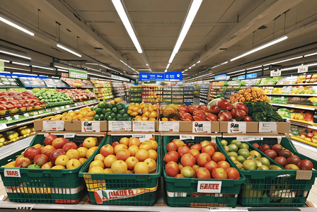 超市货架上的新鲜蔬菜水果摄影图片4