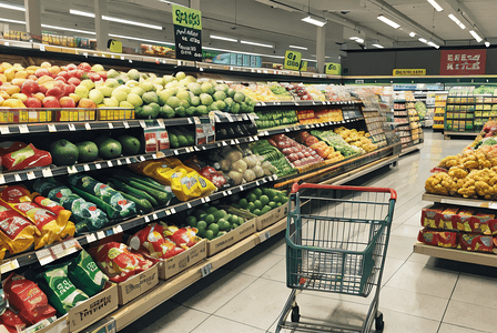 超市货架上的新鲜蔬菜水果摄影图片8