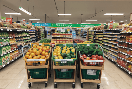 超市货架上的新鲜蔬菜水果摄影图7