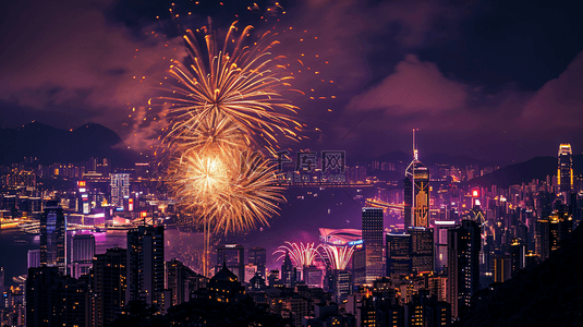 新年跨年背景图片_夜空中美丽绚烂的烟花25