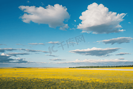春季蓝天白云下的草原摄影图9