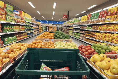 水果货架摄影照片_超市货架上的新鲜蔬菜水果摄影图片3