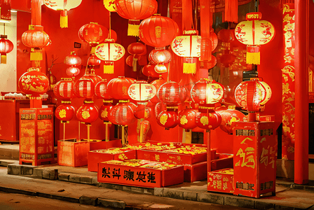 喜庆传统中国风红色灯笼摄影配图0