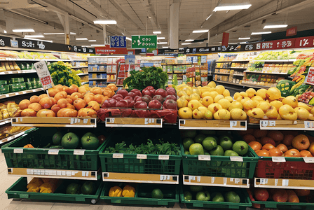 超市货架上的新鲜蔬菜水果摄影照片8