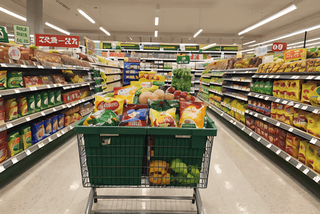 水果货架摄影照片_超市货架上的新鲜蔬菜水果摄影图4