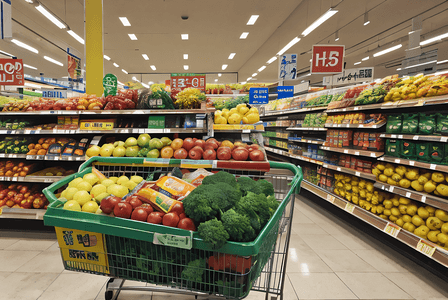 水果货架摄影照片_超市货架上的水果蔬菜摄影配图6