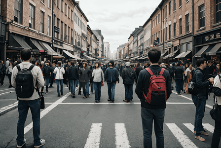 白天街道上拥挤的人群摄影图片4