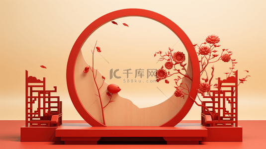 中国传统节日封面背景图片_春节年货电商展示场景226