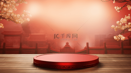 春节红色3d背景图片_春节年货电商展示场景162