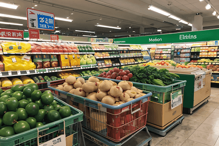超市货架上的新鲜蔬菜水果摄影图片7
