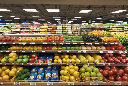 超市货架上的新鲜蔬菜水果摄影图片9